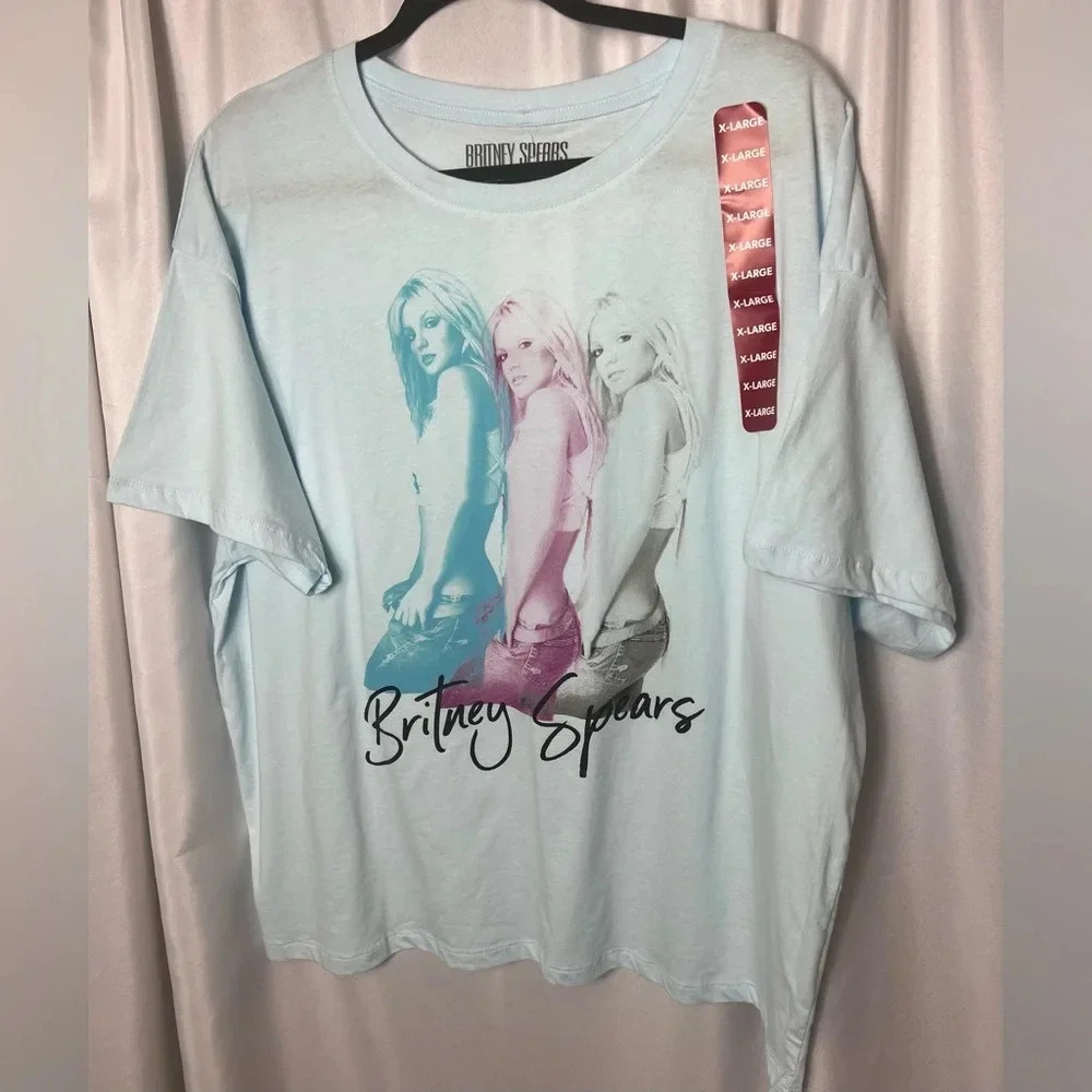 Britney Spears Graphic T Shirt XL Light Blue Official Licensed Band Tee